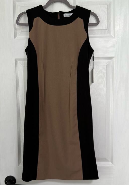 Calvin Klein Dresses & Skirts - Calvin Klein New Women's Colorblock Taupe/Black Sleeveless Dress Size 4
